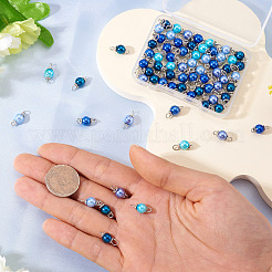 70 Stück 7 Farben Glasperlen runder Verbinder Charms&nbsp;PALLOY-TA00265