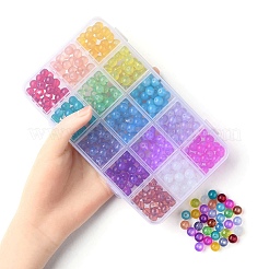 330 Stück 15 Farben Backfarbe Glasperlenstränge&nbsp;DGLA-YW0001-08