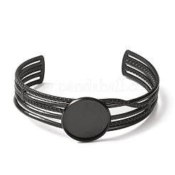 Ébauches de bracelets manchettes multi-rangs en acier inoxydable 304 avec sertissages ronds plats&nbsp;SA-CBA4160-01C-EB
