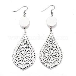 Boucles d'oreilles à la mode en bois de larme&nbsp;EJEW-F062-L01