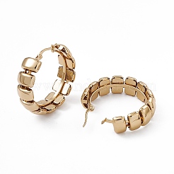Orecchini a cerchio con perline rettangolari in acciaio inossidabile 201 con perni in acciaio inossidabile 304 per donna&nbsp;EJEW-B016-15B-G