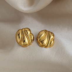 Pendientes de botón redondos geométricos de acero inoxidable 304 para mujer&nbsp;JY2414-2