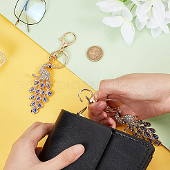 Porte-clés pendentif paon mauvais œil en émail&nbsp;KEYC-WH0036-05KCG