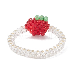 4 bague de Noël en perles de verre pour femme&nbsp;RJEW-MZ00029