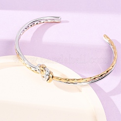 Bracelets manchettes ouvertes à nœud en acier inoxydable 304 bicolore pour femmes&nbsp;SA-CBA2192-05GP-03