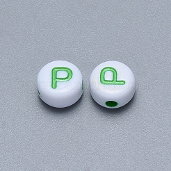 Cuentas de letras de agujero horizontal de acrílico artesanal&nbsp;SACR-S201-11P