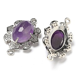 Natürlicher Amethyst facettiert ovaler Verbindungsanhänger&nbsp;G-G181-06P-03