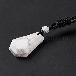 Collier pendentif hexagonal en howlite naturelle avec cordon en nylon&nbsp;NJEW-G094-A09