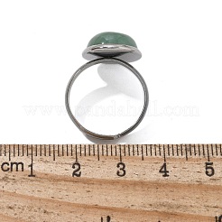 Anelli per dita in avventurina verde naturale semi-tonda&nbsp;RJEW-M062-01P-21