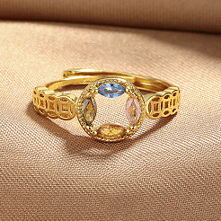 Verstellbare Messing-Fingerringe mit Pavé-Zirkonia für Damen&nbsp;WG2F3CA-01