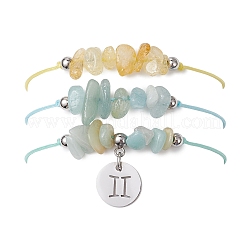 3 pz costellazioni regolabile in nylon intrecciato braccialetti di perline per donne e uomini&nbsp;BJEW-JB11325-03