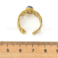 Offene Manschettenringe aus Edelstahl 304 mit natürlicher Edelsteinblume für Damen&nbsp;RJEW-JR01067