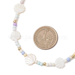 Sommerliche Strand-Halsketten aus natürlichen weißen Muscheln und Glasperlen&nbsp;NJEW-JN05855-01