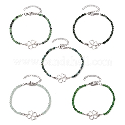 201 bracciali a maglie a quadrifoglio in acciaio inossidabile&nbsp;BJEW-JB11443