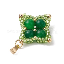 Gefärbte natürliche malaysische Jade & Glasperlen gewebte Anhänger&nbsp;PALLOY-MZ00365-01