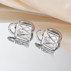 Boucles d'oreilles créoles en laiton et verre&nbsp;EJEW-Q014-12P