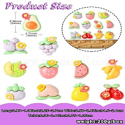 55 Stück 11 Stile opake Decoden-Cabochons aus Harz mit Blumen und Früchten&nbsp;RESI-CJ0004-10