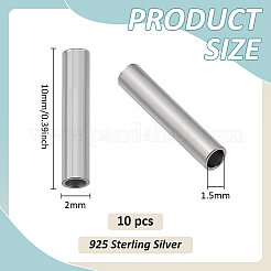 10 pieza de 925 cuentas de tubo de plata esterlina&nbsp;STER-BC0003-48B