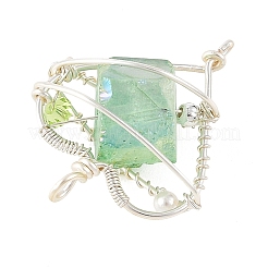 Pendentifs enveloppés de fil de cuivre de quartz naturel galvanisé&nbsp;PALLOY-TA00429-05