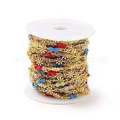 Catene a maglie in ottone con fiori a margherita&nbsp;CHC-C003-12G