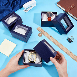 Schmuck- und Uhrenverpackungsboxen aus Papier mit PVC-Fensterdeckel und Kissen im Inneren&nbsp;CON-WH0089-259A
