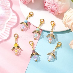 6 pz decorazioni pendenti in vetro e acrilico a forma di angelo a forma di fiore&nbsp;HJEW-MZ00236