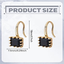 2 paire de boucles d'oreilles pendantes carrées en laiton et oxyde de zirconium&nbsp;EJEW-LP0007-019G-02