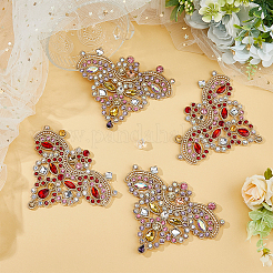 4 Stück 2 Farben Blumen-Strass-Applikationen aus Legierung&nbsp;DIY-FH0006-98