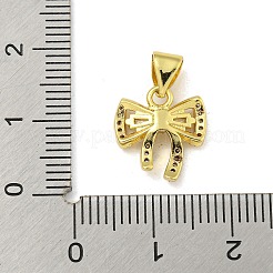 Anhänger aus Messing mit klaren Zirkonia und Schleife&nbsp;KK-Z053-14G-06