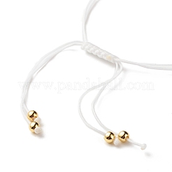 Bracelet en perles tressées rondes plates en acrylique avec lettres pour femmes&nbsp;BJEW-JB07571-01