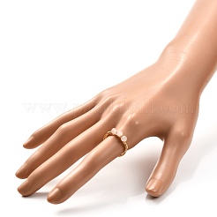 Anelli di perline intrecciati in quarzo rosa naturale avvolti in filo di rame per le donne&nbsp;RJEW-JR00393-01