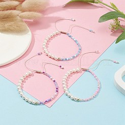 3 Stück 3-farbiges Glassamen- und Naturperlen-Armbandset mit geflochtenen Perlen&nbsp;BJEW-JB09572