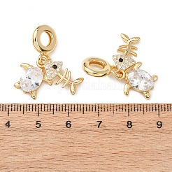 Anhänger aus ozeanmessingfarbenem Pavé mit klaren Zirkonia im europäischen Stil&nbsp;KK-H278-03G-04