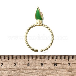 Bagues de manchette ouvertes en laiton émaillé pour femmes&nbsp;RJEW-F179-08G-03