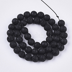 Brins de perles de pierre de lave naturelle peintes à la bombe&nbsp;LS-G-N0324-B-01