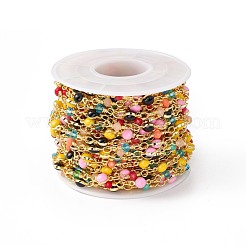 Catena a maglie tonde piatte in ottone smaltato ecologico fatto a mano&nbsp;CHC-E025-22G
