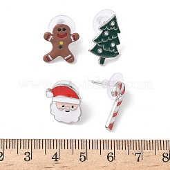 Pendientes de aleación esmaltados con temática navideña&nbsp;LS-EJEW-B068-02KCGG-01