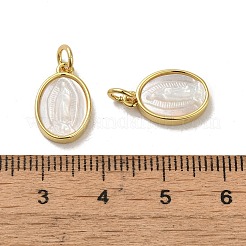 Ciondoli ovali in conchiglia con pavé in ottone placcato a cremagliera&nbsp;KK-H473-09G