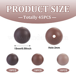 45 perles focales rondes en silicone de 3 couleurs&nbsp;SIL-TAD0001-01G