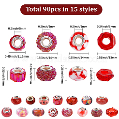 90 stücke 15 arten rot serie transparent harz europäischen perlen&nbsp;RPDL-SP0001-06