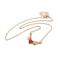 Halskette mit Strass-Händen und Herzanhänger&nbsp;NJEW-A017-02G