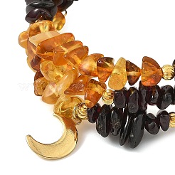 Bracelets enroulés en perles d'ambre naturel et de grenat&nbsp;BJEW-JB14310