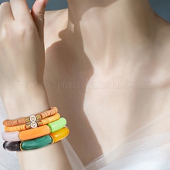 10 Stück 10 Stil handgefertigte Heishi-Perlen-Stretcharmbänder aus Fimo mit Herz&nbsp;BJEW-SW00036-01