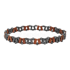 Braccialetti elastici con perline di ematite sintetica non magnetica per uomo&nbsp;WG36233-02