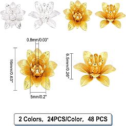 48 pièce de 2 couleurs de capuchons de perles en laiton 3D&nbsp;KK-FH0002-42