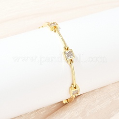 Messing-Gliederkettenarmbänder mit Mikropflaster und klarem Zirkonia für Damen&nbsp;BJEW-F504-11G