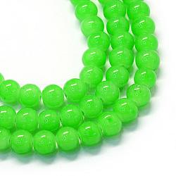 Chapelets de perles rondes en verre imitation jade peint, lime green, 10~10.5mm, Trou: 1.5mm, Environ 85 pcs/chapelet, 31.4 pouce