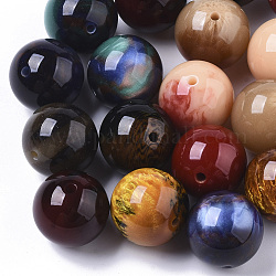 Perles en résine, pierre d'imitation, ronde, couleur mixte, 20mm, Trou: 2mm