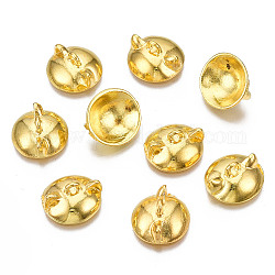 Perlenkappenbügel aus Legierung im tibetischen Stil mit Kätzchenmuster, flach rund mit Katzenohren, golden, 7x15x13.5 mm, Bohrung: 2.5 mm, Innendurchmesser: 12 mm