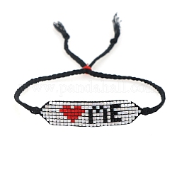 Bracciale a maglia dell'amicizia a fascia larga con semi di vetro per donna, modello di cuore, 11 pollice (28 cm)